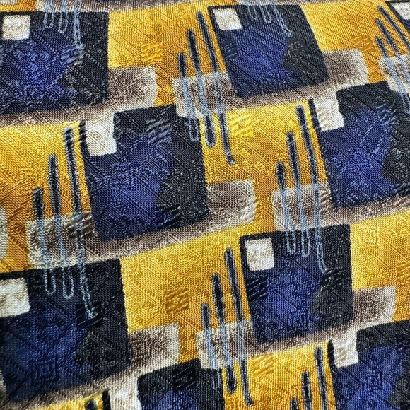 J. Z. Richards Nordstrom Blue Gold Geometric‎ 100% Silk Tie USA - Picture 1 of 4